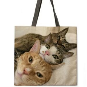 LAST ONE Triple Kitties Tote Bag, New